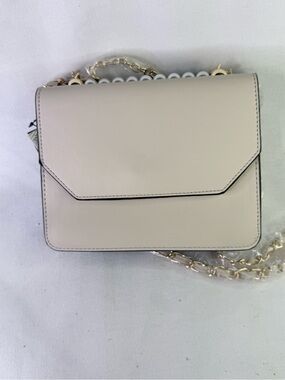 Badgley Mischka Half Navy/Cream Double Bag Chain-Handle w/Large Pearls Crossbody